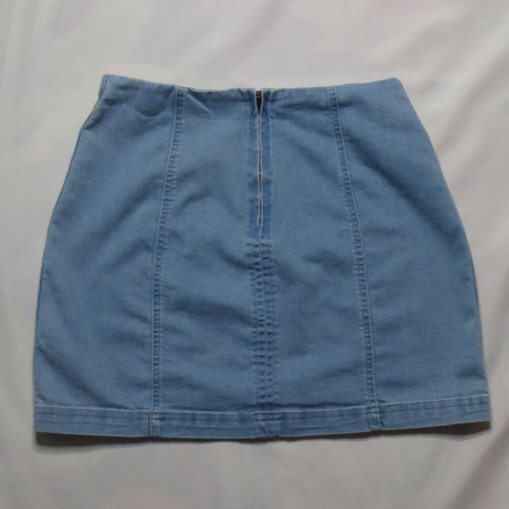 4/$14 HONEY BELLE womens SKIRT denim JEAN mini 80's retro BLUE fitted SIZE M - Picture 8 of 10